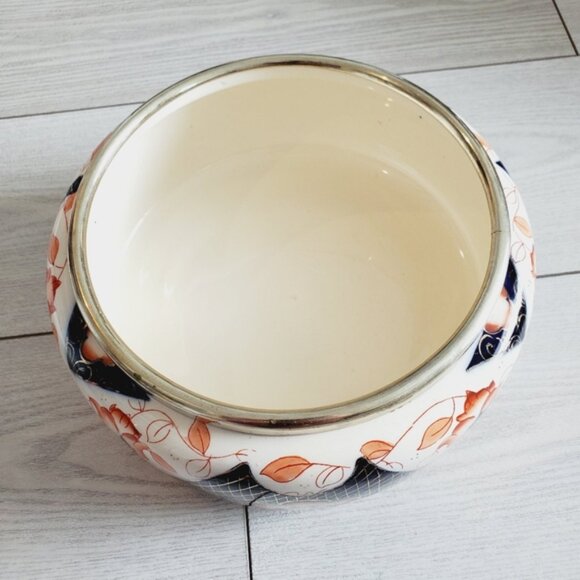 Antique Imari Silver Plated Porcelain Shabby Salad Bowl by HRS & Co England - Picture 4 of 8
